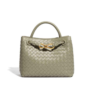 vivienne – geflochtene shopper bag mit gold-detail & strukturgriff