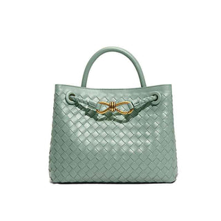 vivienne – geflochtene shopper bag mit gold-detail & strukturgriff