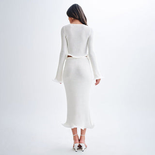 amara – knit two-piece mit wellensaum & cropped cardigan - Cecile Lavelle