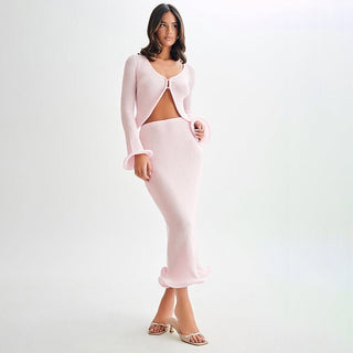 amara – knit two-piece mit wellensaum & cropped cardigan - Cecile Lavelle