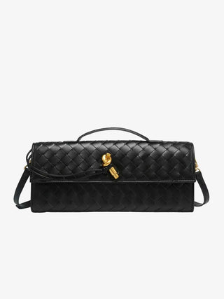 Lina – Geflochtene Damen-Schultertasche mit Tragegriff und Drehverschluss