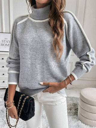 lina – feinstrick-pullover mit kontraststreifen und rollkragen - Cecile Lavelle