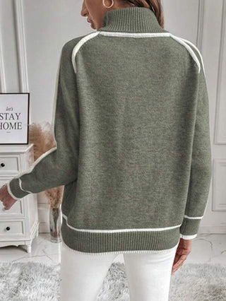 lina – feinstrick-pullover mit kontraststreifen und rollkragen - Cecile Lavelle
