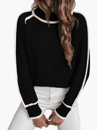 lina – feinstrick-pullover mit kontraststreifen und rollkragen - Cecile Lavelle