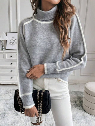 lina – feinstrick-pullover mit kontraststreifen und rollkragen - Cecile Lavelle
