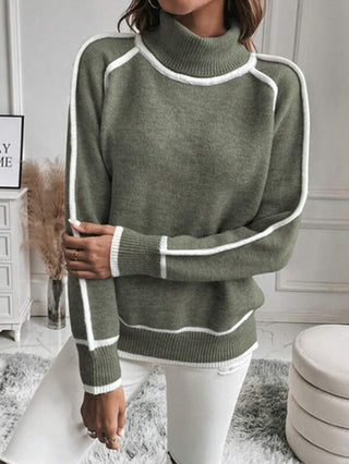 lina – feinstrick-pullover mit kontraststreifen und rollkragen - Cecile Lavelle