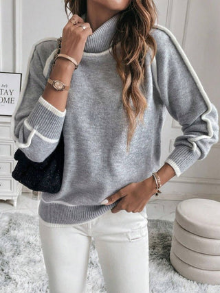 lina – feinstrick-pullover mit kontraststreifen und rollkragen - Cecile Lavelle