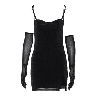 darya – bodycon midikleid mit perlenbesetztem mesh-top - Cecile Lavelle