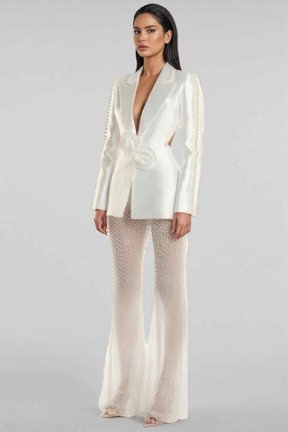Perlenblüten Blazer Damen