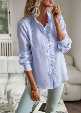 Damen Bluse mit Rüschenkragen