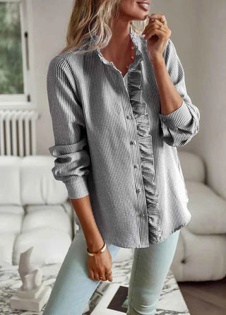 Damen Bluse mit Rüschenkragen