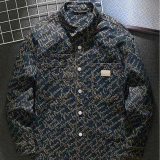 Jeansjacke mit Schriftzug