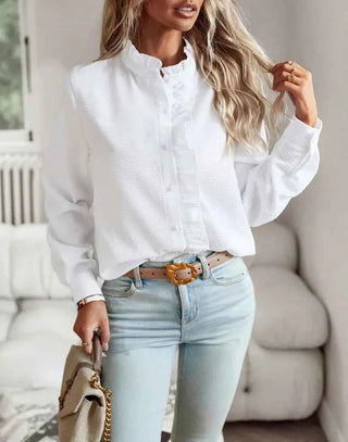 Damen Bluse mit Rüschenkragen