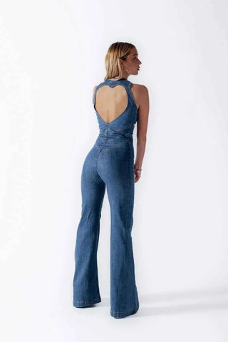 Jeans-Overall mit Rückenausschnitt