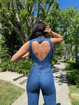 Jeans-Overall mit Rückenausschnitt