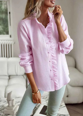 Damen Bluse mit Rüschenkragen