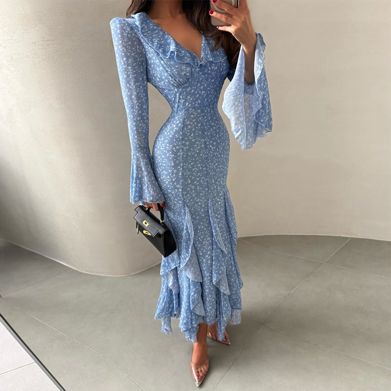 Evening Dress Women Maxi Elegant with Ruffles