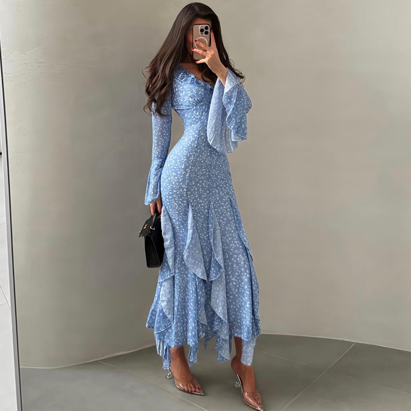 Evening Dress Women Maxi Elegant with Ruffles