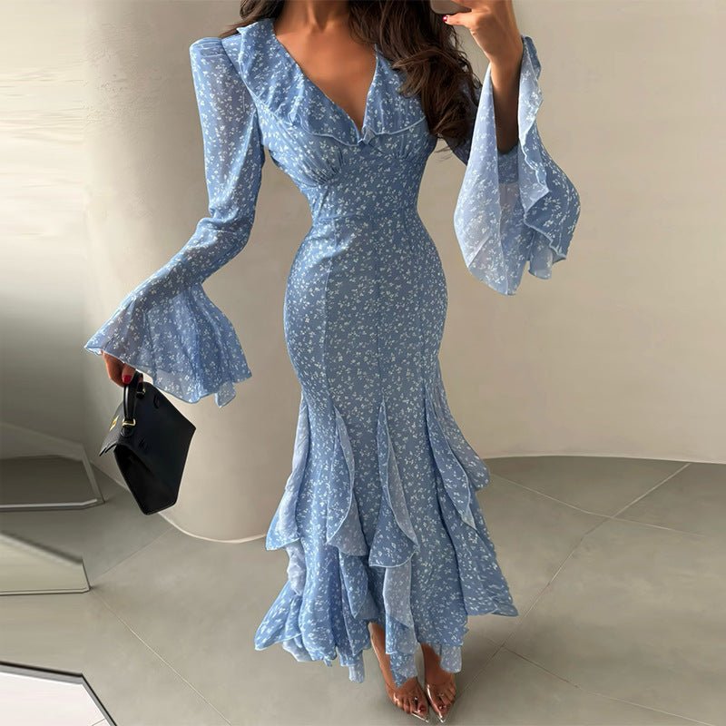 Evening Dress Women Maxi Elegant with Ruffles