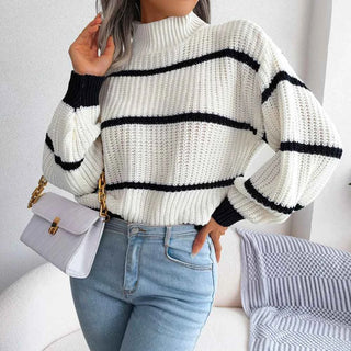 Gestreifter Strickpullover Damen