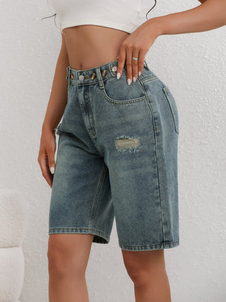 Bermuda Jeans Shorts Damen High Waist-Cecile Lavelle-Cecile Lavelle