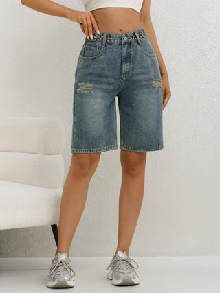 Bermuda Jeans Shorts Damen High Waist-Cecile Lavelle-Cecile Lavelle