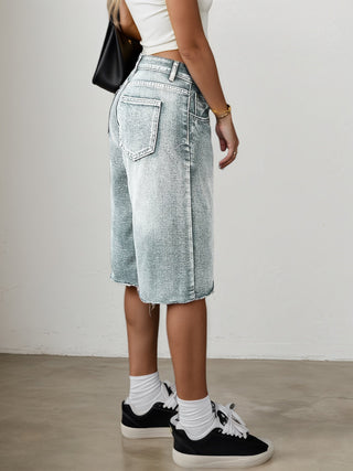 Bermuda Jeans Shorts Damen High Waist-Cecile Lavelle-Cecile Lavelle