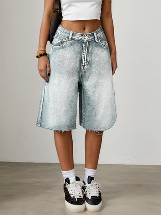 Bermuda Jeans Shorts Damen High Waist-Cecile Lavelle-Hellblau-S-Cecile Lavelle