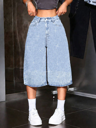Bermuda Shorts Damen High Waist mit Strass-Cecile Lavelle-Cecile Lavelle