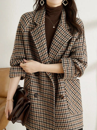 Blazer Damen Oversized mit Hahnentrittmuster