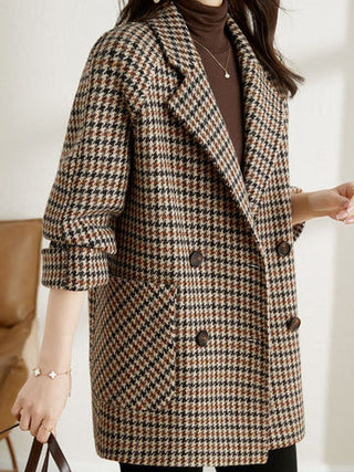 Blazer Damen Oversized mit Hahnentrittmuster