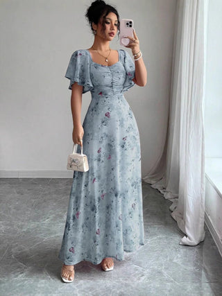 Blumenkleid Maxi Sommer Elegant-Cecile Lavelle-Blau-S-Cecile Lavelle