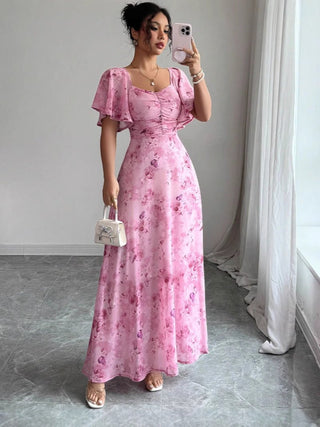 Blumenkleid Maxi Sommer Elegant-Cecile Lavelle-Rosa-S-Cecile Lavelle