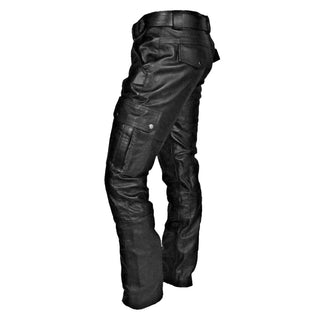 Cargohose Herren Schwarz in Lederoptik 