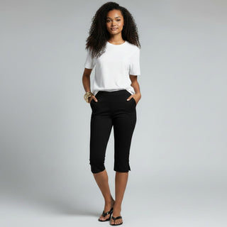Cropped Damen Capri-Hose in 3/4-Länge mit Taschen-Cecile Lavelle-Cecile Lavelle