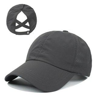 Damen Baseball Cap Atmungsaktiv mit Zopfloch-Cecile Lavelle-Dunkelgrau-Eine Größe-Cecile Lavelle