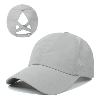 Damen Baseball Cap Atmungsaktiv mit Zopfloch-Cecile Lavelle-Grau-Eine Größe-Cecile Lavelle