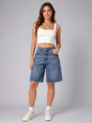 Damen Denim Bermuda Shorts mit weitem Bein-Cecile Lavelle-Denim-S-Cecile Lavelle