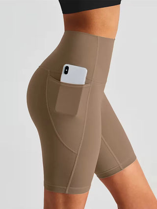 Damen Sport-Leggings Shorts mit Tasche-Sportshort-Cecile Lavelle-Beige-S-Cecile Lavelle