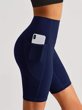 Damen Sport-Leggings Shorts mit Tasche-Sportshort-Cecile Lavelle-Blau-S-Cecile Lavelle
