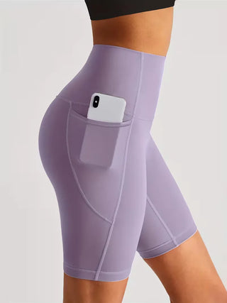 Damen Sport-Leggings Shorts mit Tasche-Sportshort-Cecile Lavelle-Lila-S-Cecile Lavelle