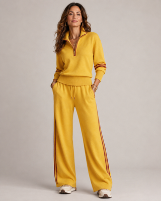 Damen Zweiteiler mit Weiter Hose-Cecile Lavelle-Gelb-S-Cecile Lavelle
