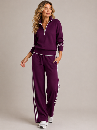 Damen Zweiteiler mit Weiter Hose-Cecile Lavelle-Lila-S-Cecile Lavelle