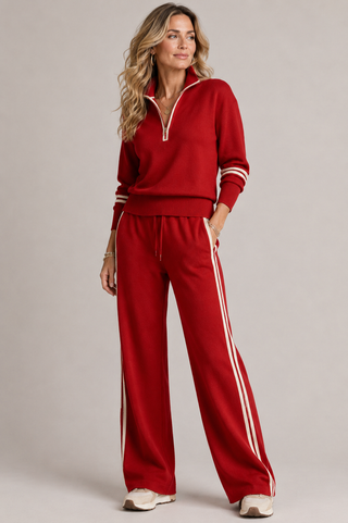 Damen Zweiteiler mit Weiter Hose-Cecile Lavelle-Rot-S-Cecile Lavelle