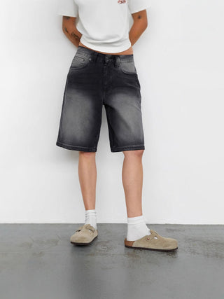 Denim Jorts Damen High Waist knielang-Cecile Lavelle-Dunkelgrau-S-Cecile Lavelle