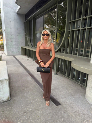 Strapless Maxi-Kleid mit Taillenschlitz