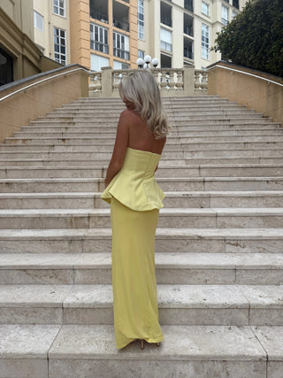 Strapless Maxi-Kleid mit Taillenschlitz