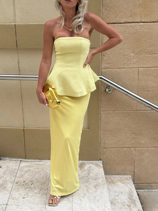 Strapless Maxi-Kleid mit Taillenschlitz