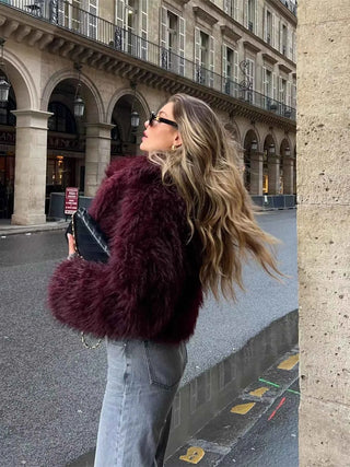 Damen Kunstpelzjacke