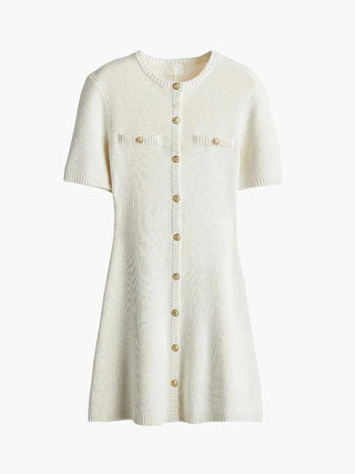 Ribbed Button-Front Mini-Kleid